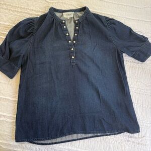ba&sh Indigo Denim Snap-Front Top